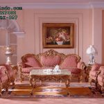 Set Kursi Ukir Ruang Tamu Mewah Pink Gold Alena