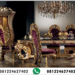 Set Meja Makan Ukiran Klasik Eropa Mewah Gold
