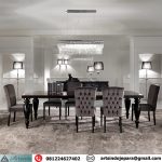 Meja Makan Panjang 10 Kursi Mewah Elegan Black Glossy