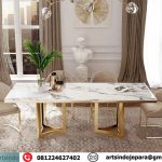 Set Meja Makan Luxury Marmer Stainless Gold