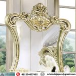 Bingkai Kaca Meja Rias Set Tempat Tidur Pengantin Mewah Ukiran Gold Luxury AI-2234