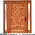 Pintu Utama Panil Model Daun Single 2 Jendela Kayu Jati TPK