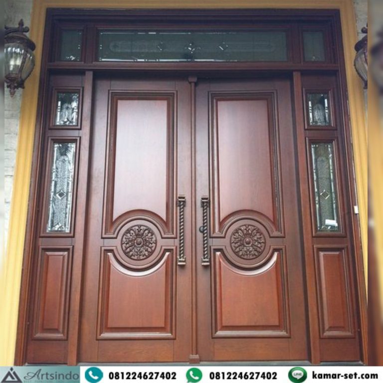 Pintu Rumah 2 Daun Pintu Ukiran Simple
