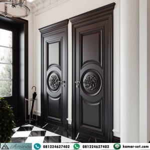 Pintu Rumah Mewah Motif Ukir Bunga Klasik