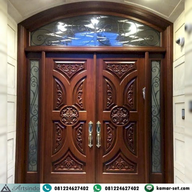 Pintu Rumah Model Ukir Kayu Jati Boven Lengkung Mewah