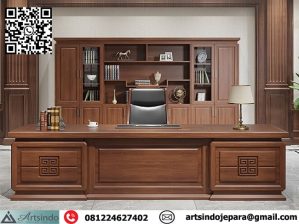Meja Kantor Direktur Minimalis Kayu jati Mewah