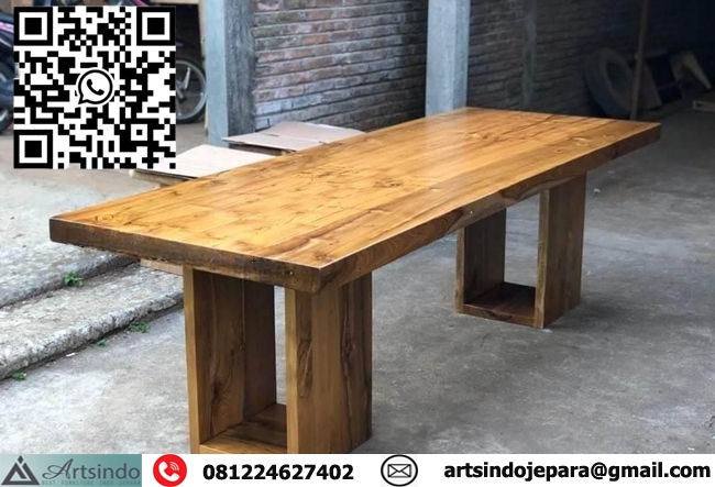 Meja Kayu Utuh Kayu Jati Panjang
