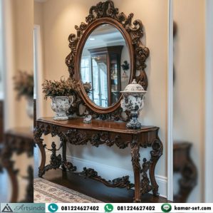 Meja Konsol Mewah Ukir Kayu Jati Royal Luxury