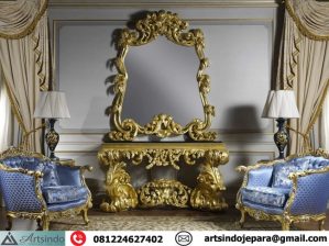 Meja Konsol Pigura Kaca Mewah Ukir Klasik Luxury