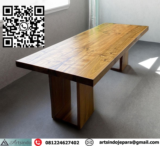 Meja Makan Kayu Jati Tebal Join Sambung