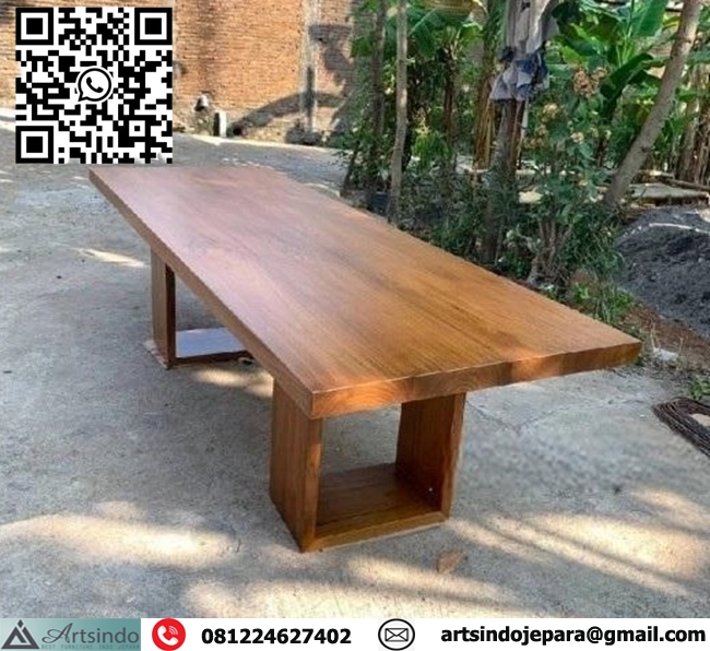 Meja Meeting Kayu Jati Tebal Mewah