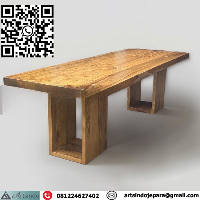 Meja Papan Kayu Jati Solid Minimalis
