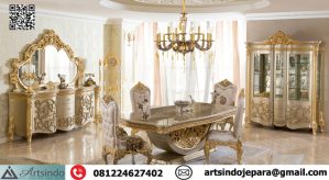 Set Meja Makan Mewah Ukir Klasik Camelia