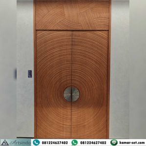 Pintu Rumah Kayu Jati Mewah Motif Gelombang Lingkaran