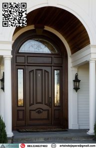 Pintu Single Mewah Kaca Atas Lengkung 2 Jendela