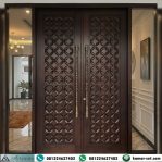 Pintu Utama Rumah Mewah Kayu Merbau Motif Kawung Ceplok