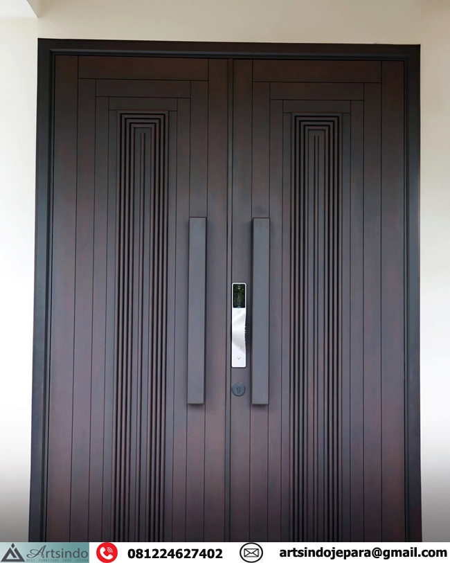 Pintu Kayu Jati Minimalis Profil Modern Kupu Tarung