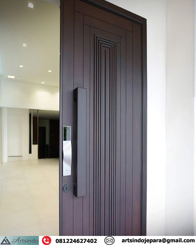 Pintu Minimalis Kayu Jati Kunci Digital Smartlock